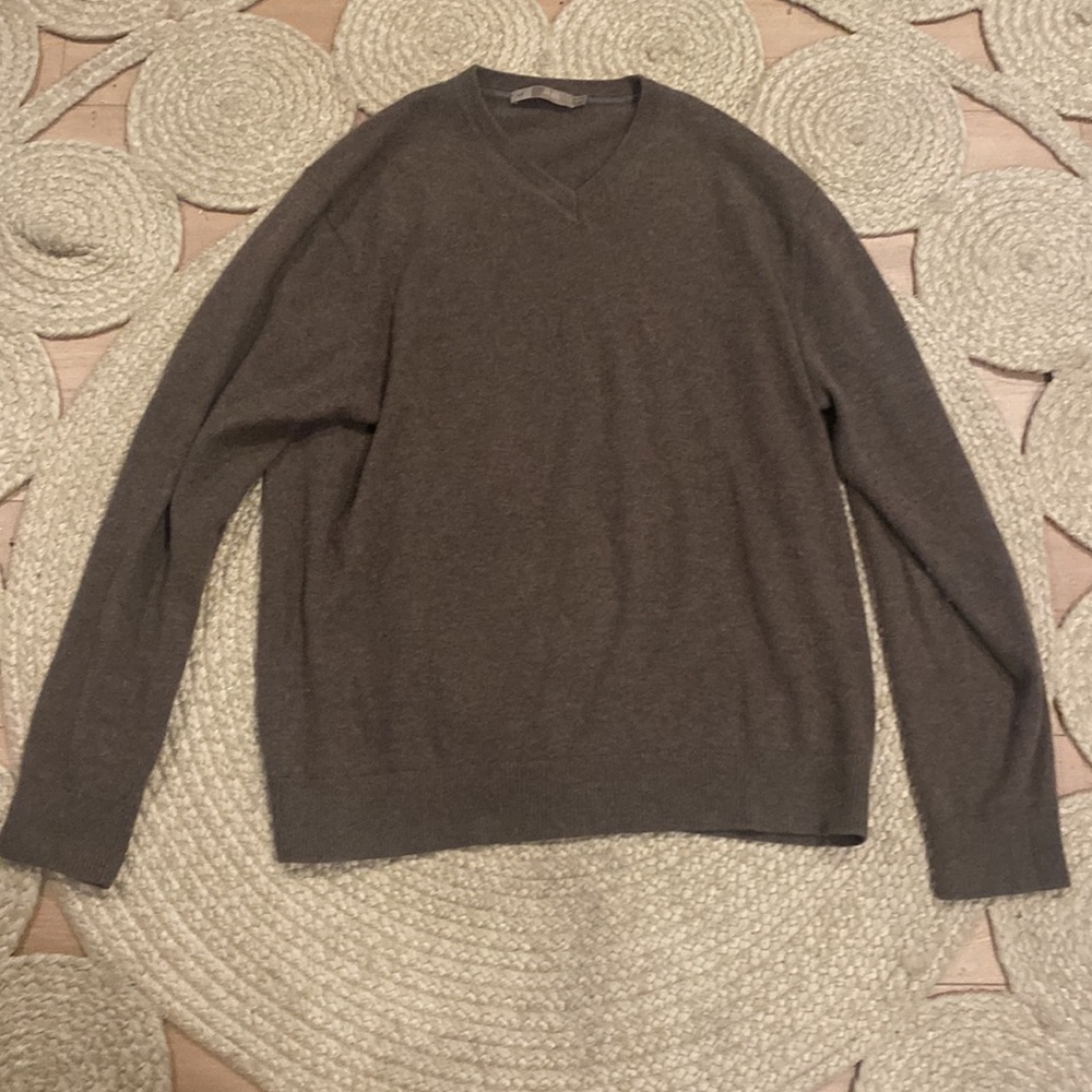 Raffi Garett - Pure Cashmere Basic V-Neck sweater Heathered  Brown